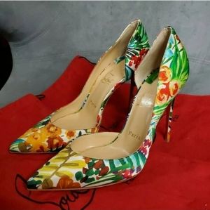 Christian Louboutin Iriza Crepe Satin Fleuri sz 39